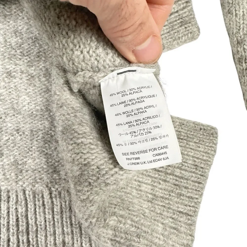 J.Crew Mock Neck  Wool Sweater Alpaca Blend Gray Small Women Turtle Neck